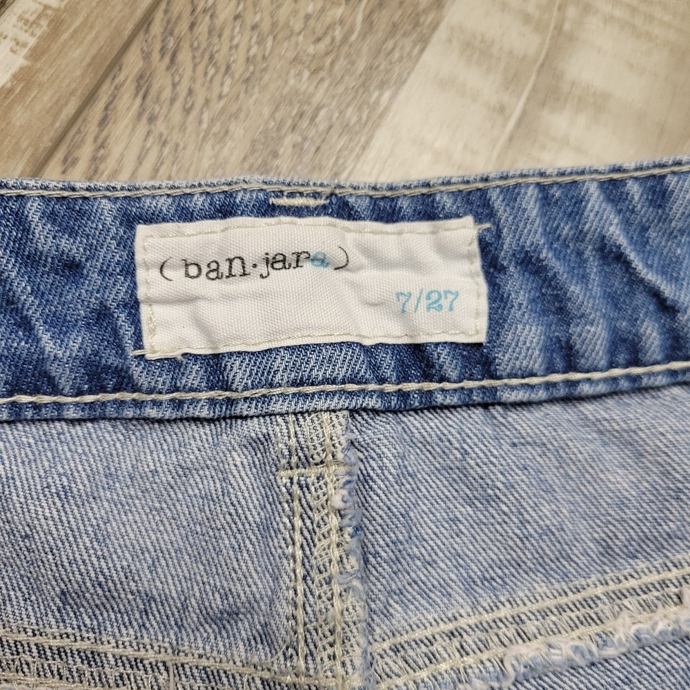 7/27 Banjara Distressed Ripped Cutoff Stretch Denim Rhinestone Shorts - Picture 6 of 7